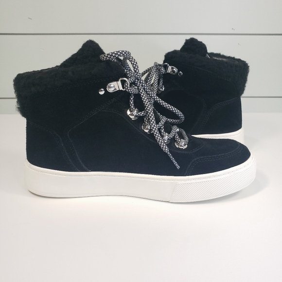 Marc Fisher Summa Women's High Top Sneakers Boots Black Suede Faux Fur New Sz 7 - Picture 2 of 9